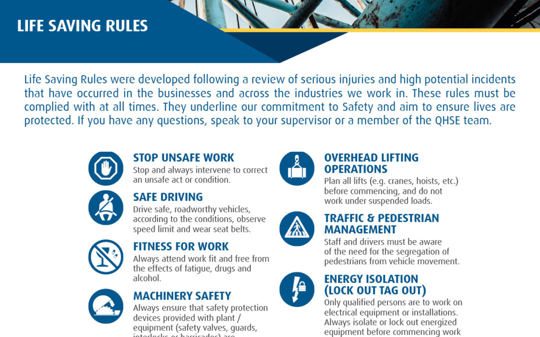 Life Saving Rules – Oil and Gas